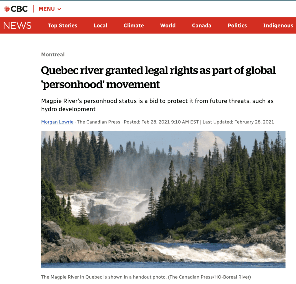 CBC: Quebec River given legal rights